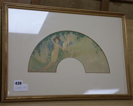 Leon Victor Solon (b.1872) - watercolour, Design for a fan leaf 17 x 33cm